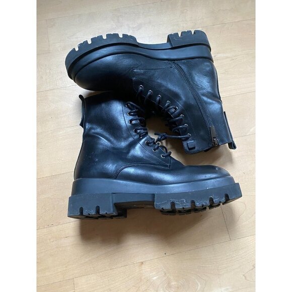 La Canadienne combat boot "Brendan" black leather lace up lug sole sz 35 - Picture 3 of 9